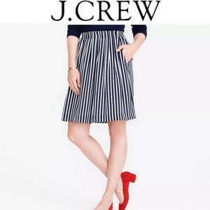 0 J. Crew Merchandile Navy Striped Pleated Skirt